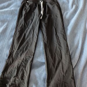 Figs Women's Black Wide Leg Scrub Pants with White Drawstring